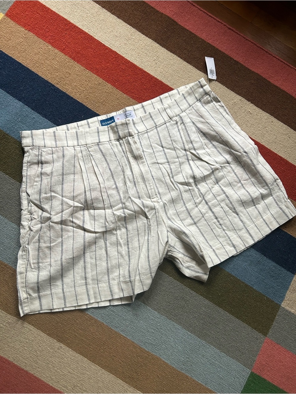 NWT Old Navy Linen Blend Striped Tailored Shorts Size XL Striped Coastal Grandma